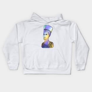 Nefertiti with holographic degradation Kids Hoodie